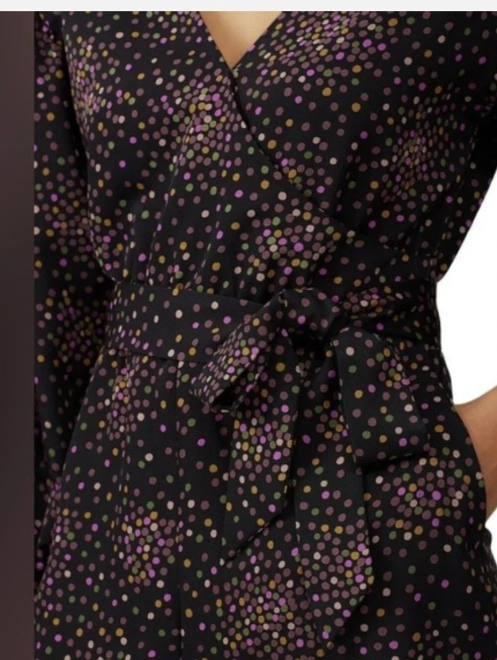kate spade Black Pink Gold Polka Dot V-Neck Jumpsuit Size 2